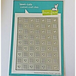 Lawn Fawn Lawn Cuts Checkered Hearts Backdrop Portrait Cover Plate